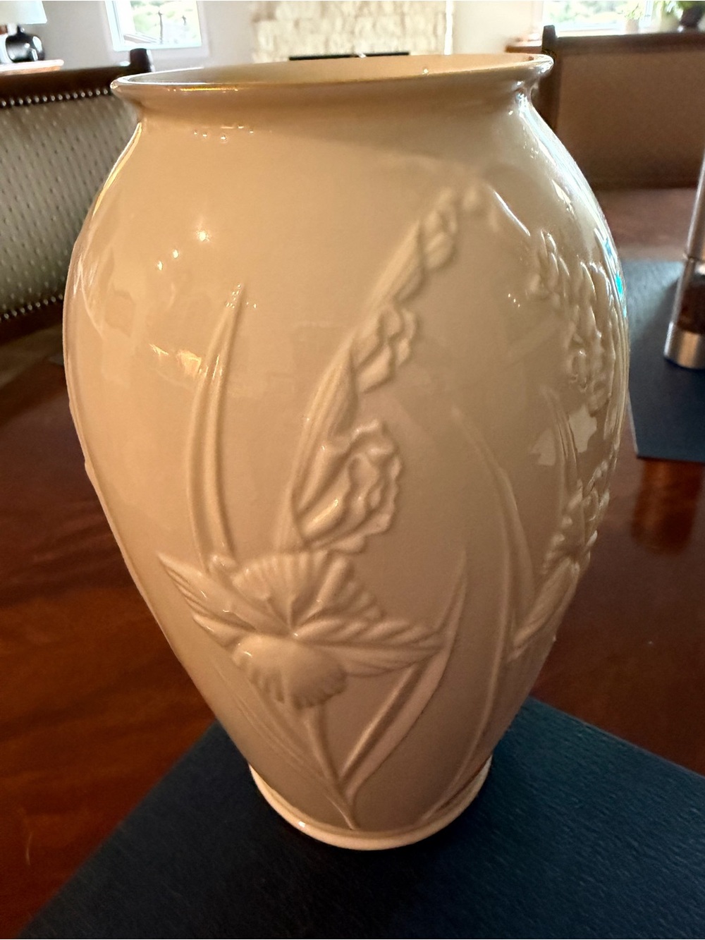 Classic Lenox 10” White Embossed Ceramic Vase - Home Accents